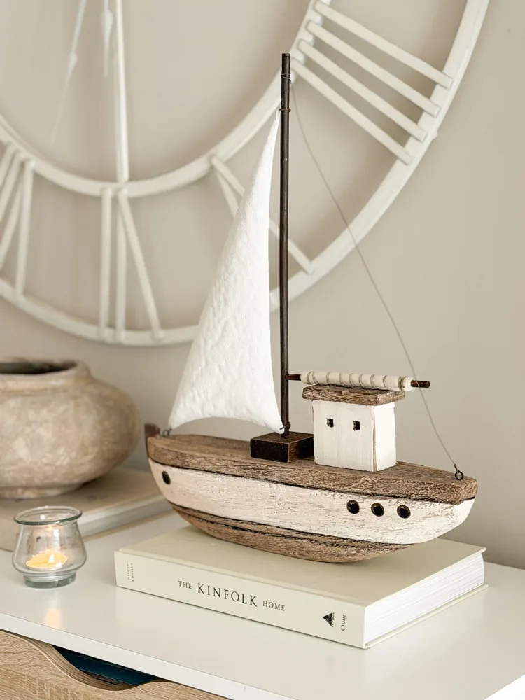 Large Nordic wooden model boat